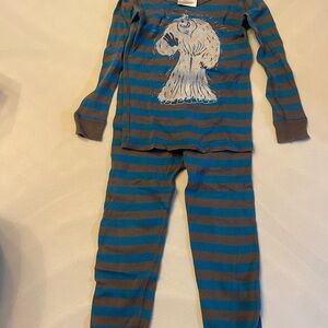Hanna Anderson small foot 4T ,Striped Blue and grey Kids Pajamas